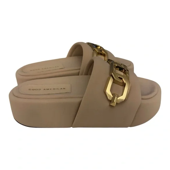 Good American Tan Platform Sandal with Gold Chain Accent - Picture 2 of 6